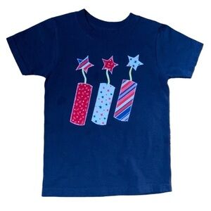 Kid’s navy blue t-shirt with fireworks for 4th of July Size XS / 4-5